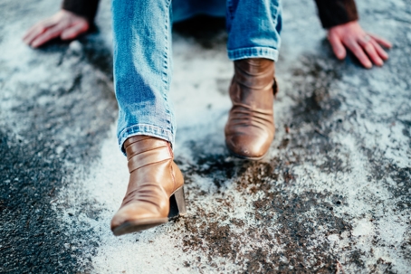 Woman on icy ground